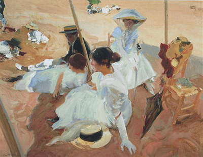 Under the Awning at Zarauz Beach Joaquin Sorolla